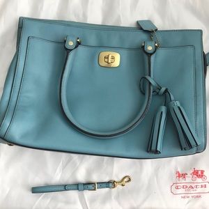 Coach Genuine Leather Handbag- Blue